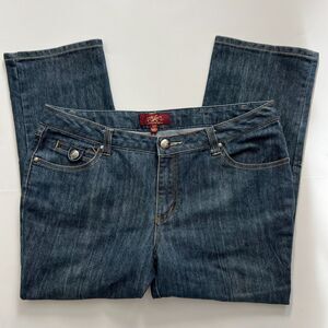 One 5 One Authentic Denim Dark Wash Blue Mid-Rise Bootcut Capri Jeans 14